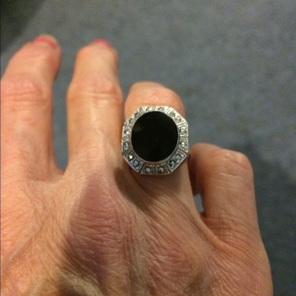 Black Onyx Ring, Sterling Silver